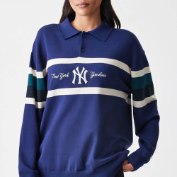 Sveter NEW ERA New York Yankees MLB Knit Navy Rugby Shirt tmavomodrý