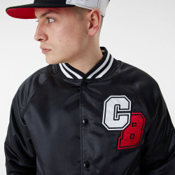 New Era Chicago Bulls NBA Black Satin Bomber Jacket