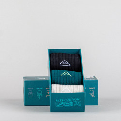 Módne vysoké ponožky PEAK Stretch High Cut Socks 3-pack čierne, béžové a petrolejové