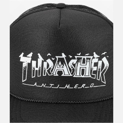 Thrasher X Antihero Pigeon Mag Trucker Hat Black