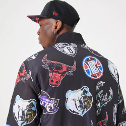 NEW ERA NBA All Over Print Team Logos Black Bomber Jacket Black