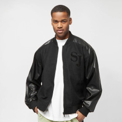 Sean John Monogram Logo Fake Wool College Jacket black