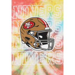 Re:Covered NFL 49Ers Helmet Rainbow Tie Dye Relaxed T-Shirt