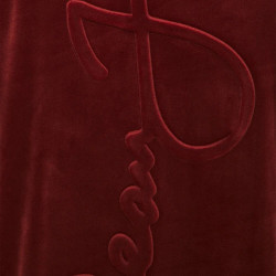 Sean John Script Logo Velours Hoodie Dark Red