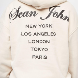 Sean John Script Logo Peached City Backprint Hoodie Beige