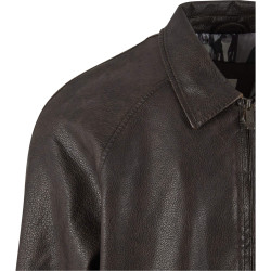 Pánska bomber bunda Karl Kani Signature Pu Leather Bomber Jacket hnedá
