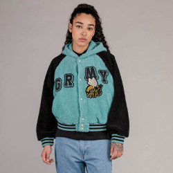 Grimey Wear Hive Sherpa Hood Button Girl Sweatshirt Blue