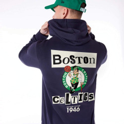 Mikina s kapucňou New Era NBA Boston Celtics Newspaper Graphic Navy Pullover Hoodie tmavomodrá