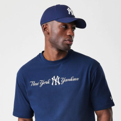 Tričko NEW ERA New York Yankees MLB Script Navy Oversized T-Shirt tmavomodré