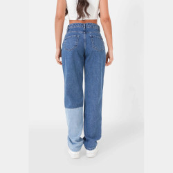 Sixth June Patchwork Three Colors Jeans Blue