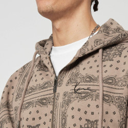 Karl Kani KK Chest Signature Patchwork Paisley OS Zip Hoodie dark taup