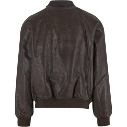 Pánska bomber bunda Karl Kani Signature Pu Leather Bomber Jacket hnedá