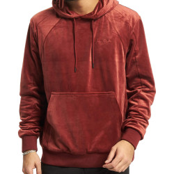 Sean John Script Logo Velours Hoodie Dark Red