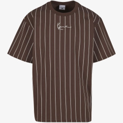 Pánske tričko Karl Kani Small Signature Essential Pinstripe Tee hnedé