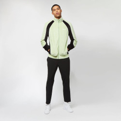 Sean John Script Logo Colorblock Velvet Trackjacket light green/black/white