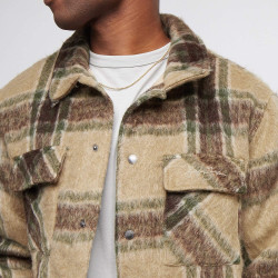 Sean John Script Logo Brushed Flannel Overshirt brown/dark brown