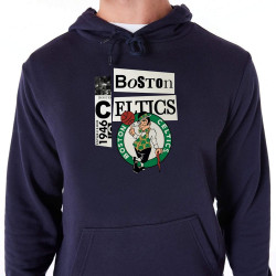 Mikina s kapucňou New Era NBA Boston Celtics Newspaper Graphic Navy Pullover Hoodie tmavomodrá
