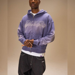 Mikina Jacker Rough Garment Dyed Premium Hoodie Zip modrá
