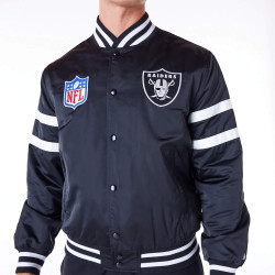 Bunda bomber NEW ERA Las Vegas Raiders NFL Satin Black Bomber Jacket čierna