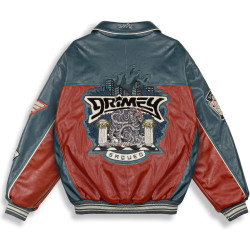 GRIMEY WEAR DEEPER PU LEATHER JACKET NAVY