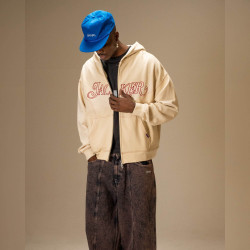 Mikina Jacker Rough Garment Dyed Premium Hoodie Zip béžová