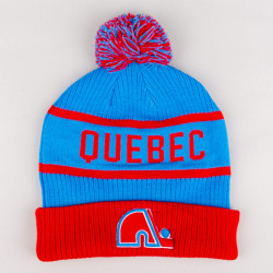 Fanatics NHL Heritage Beanie Cuff with Pom Quebec Nordiques Deep Royal/Athletic Red