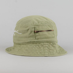 Karl Kani KK Signature Washed Zip Bucket Hat dark mint
