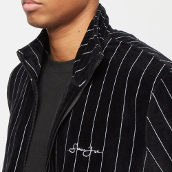 Sean John Script Logo Pinstripe Velours Trackjacket black/white