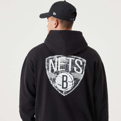 NEW ERA Brooklyn Nets NBA Infill Team Logo Black Pullover Hoodie Black