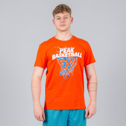 Peak Basketball Round Neck T-Shirt Bright Orange