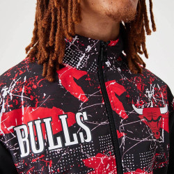 NEW ERA Chicago Bulls NBA All Over Print Black Track Jacket Black