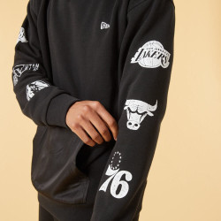 NEW ERA mikiny Distressed sleeve print hoody NBA Multi Logo Black