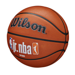 Wilson Jr. NBA Fam Logo Auth Outdoor Bskt. (sz. 5) Brown