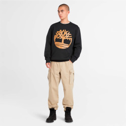 Mikina bez kapucne Timberland Tree Logo Crew Neck Sweatshirt čierna Regular fit