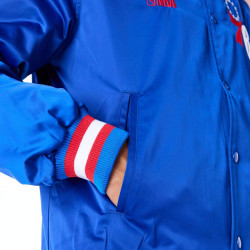 Bunda bomer New Era NBA Philadelphia 76ers Satin Blue Bomber Jacket modrá
