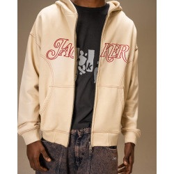 Mikina Jacker Rough Garment Dyed Premium Hoodie Zip béžová