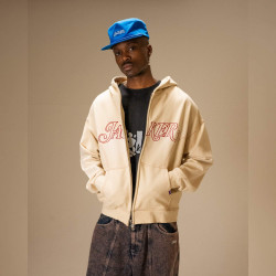 Mikina Jacker Rough Garment Dyed Premium Hoodie Zip béžová