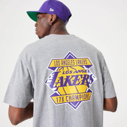 NEW ERA LA Lakers NBA Championship Medium Grey Oversized T-Shirt Grey