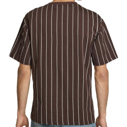 Pánske tričko Karl Kani Small Signature Essential Pinstripe Tee hnedé