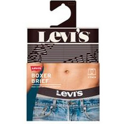 Levis Men Logo Stripe Boxer Brief 2P Black Combo