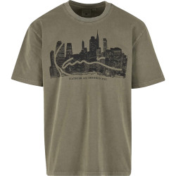 Pánske tričko Karl Kani Signature Skyline Washed Boxy T-Shirt olivovo zelené