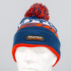 Nautica Buren Pom Pom Beanie Navy