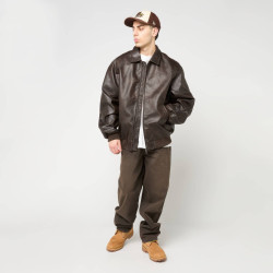 Pánska bomber bunda Karl Kani Signature Pu Leather Bomber Jacket hnedá