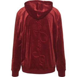 Sean John Script Logo Velours Hoodie Dark Red