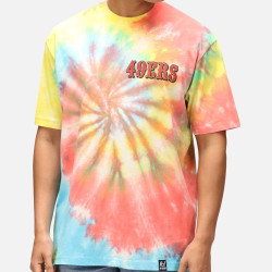 Re:Covered NFL 49Ers Helmet Rainbow Tie Dye Relaxed T-Shirt