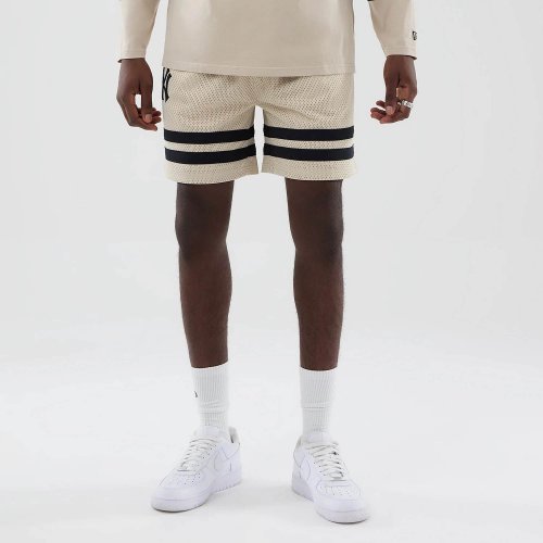 Kraťasy NEW ERA New York Yankees MLB Light Beige Oversized Mesh Shorts béžové