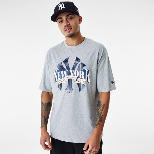 New Era New York Yankees MLB Arch Logo Graphic Grey Oversized T-Shirt
