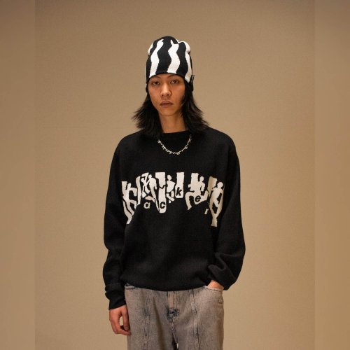 Sveter Jacker Mirror Maze Knit Crewneck čierny