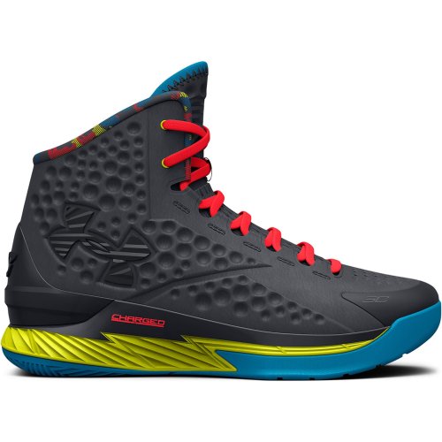 Under Armour Grade School Curry One Printed Basketball Shoes Pitch Gray / Yellow Ray