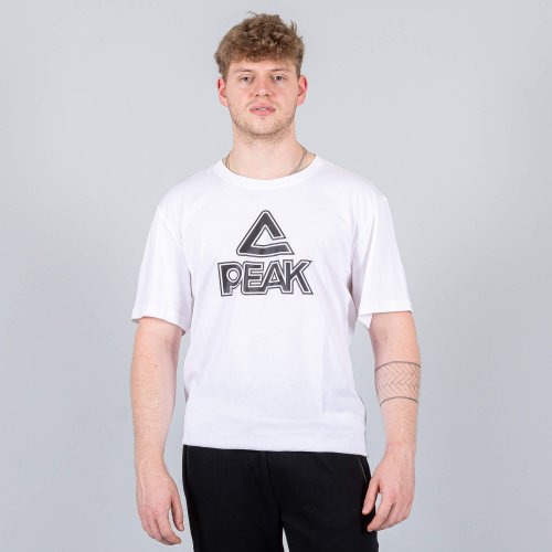 PEAK TEAM LINE ROUND NECK T-SHIRT WHITE/BLACK